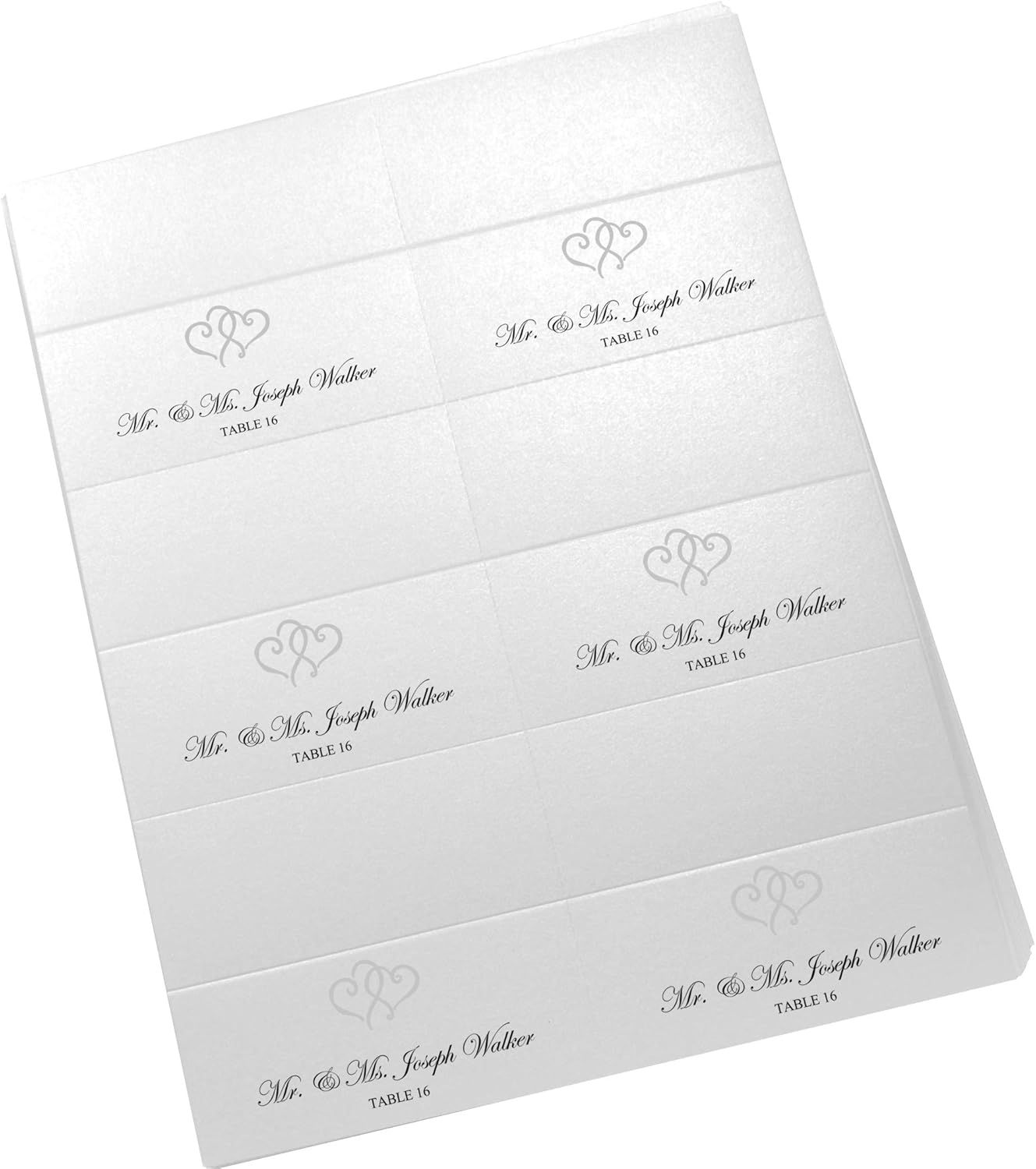 Linked Hearts Printable Place Cards, Silver (Choose Color), Set of 150 (25 Sheets), Laser & Inkjet Printers - Wedding, Party, Dinner, and Special Events - Made in the USA