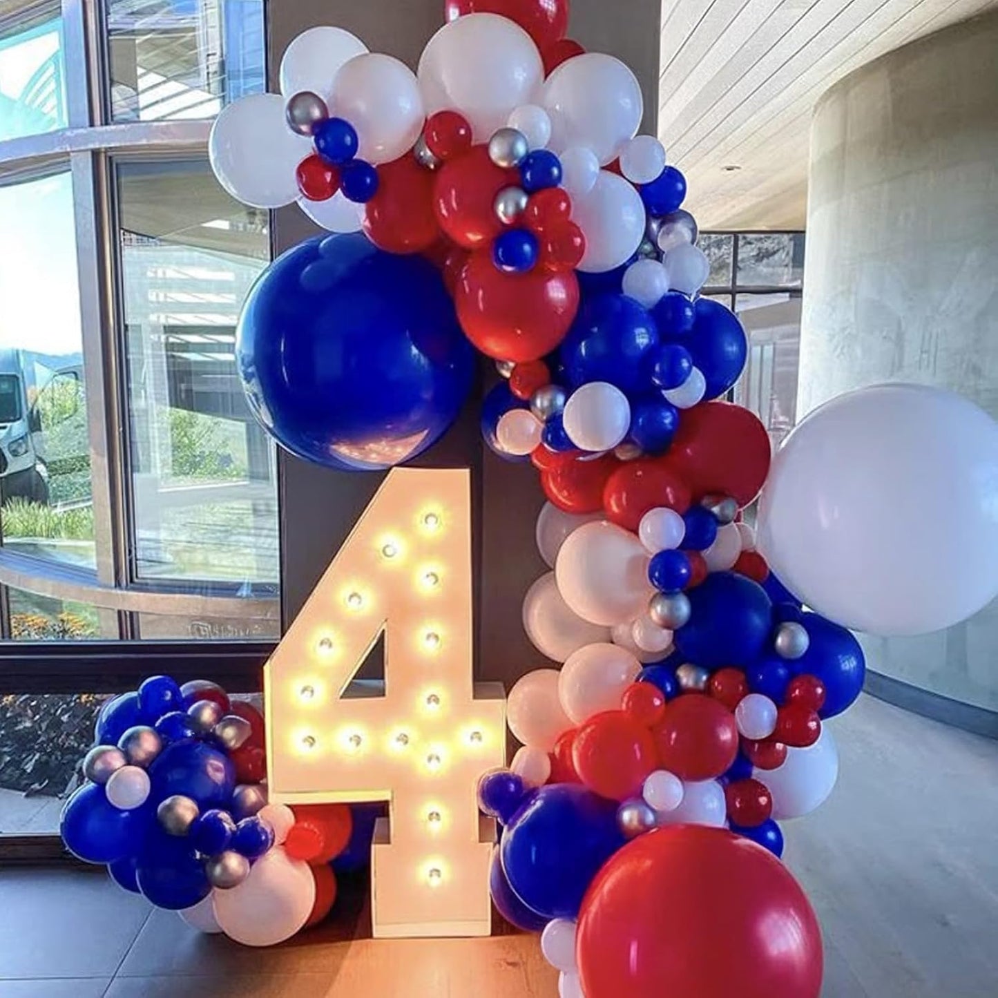 Red White Blue Balloons,50 Pcs 12 Inch Red Blue White Confetti Latex 4th of July Patriotic Nautical Baseball Birthday Graduation Party Supplies