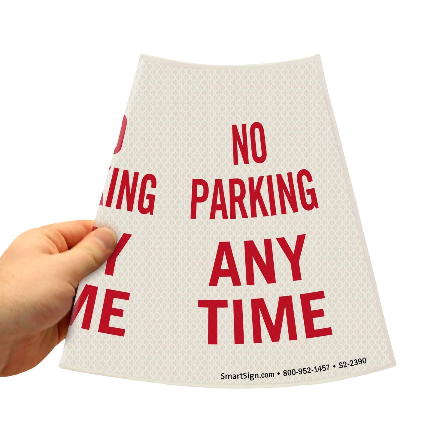 SmartSign “No Parking Any Time” Bright Reflective Cone Message Sleeve, [Cone Not Included]