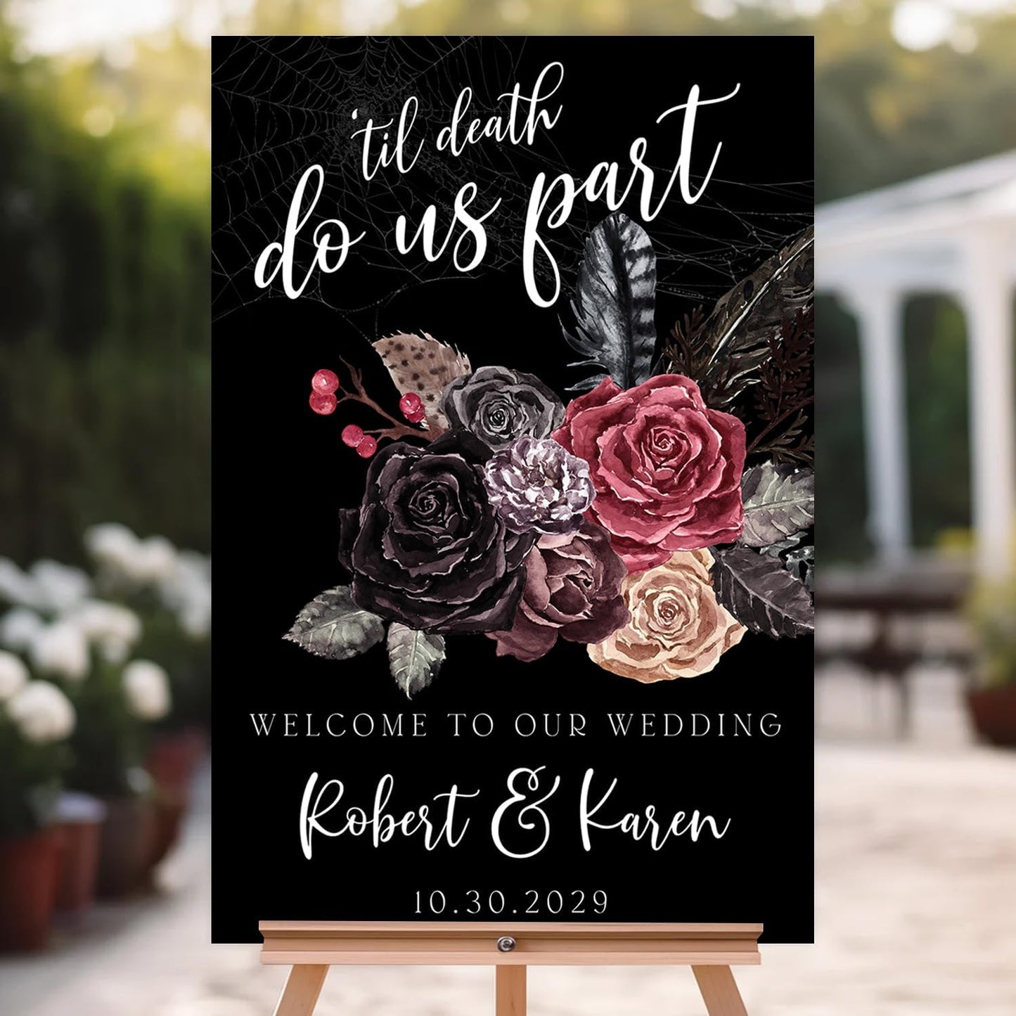 Welcome To Our Wedding Sign, Halloween Couples Shower, Gothic Love Wedding Welcome, Signage Halloween Reception, Welcome Wedding Sign With Stand, Welcome To Our Wedding Sign, Wedding Welcome Sign