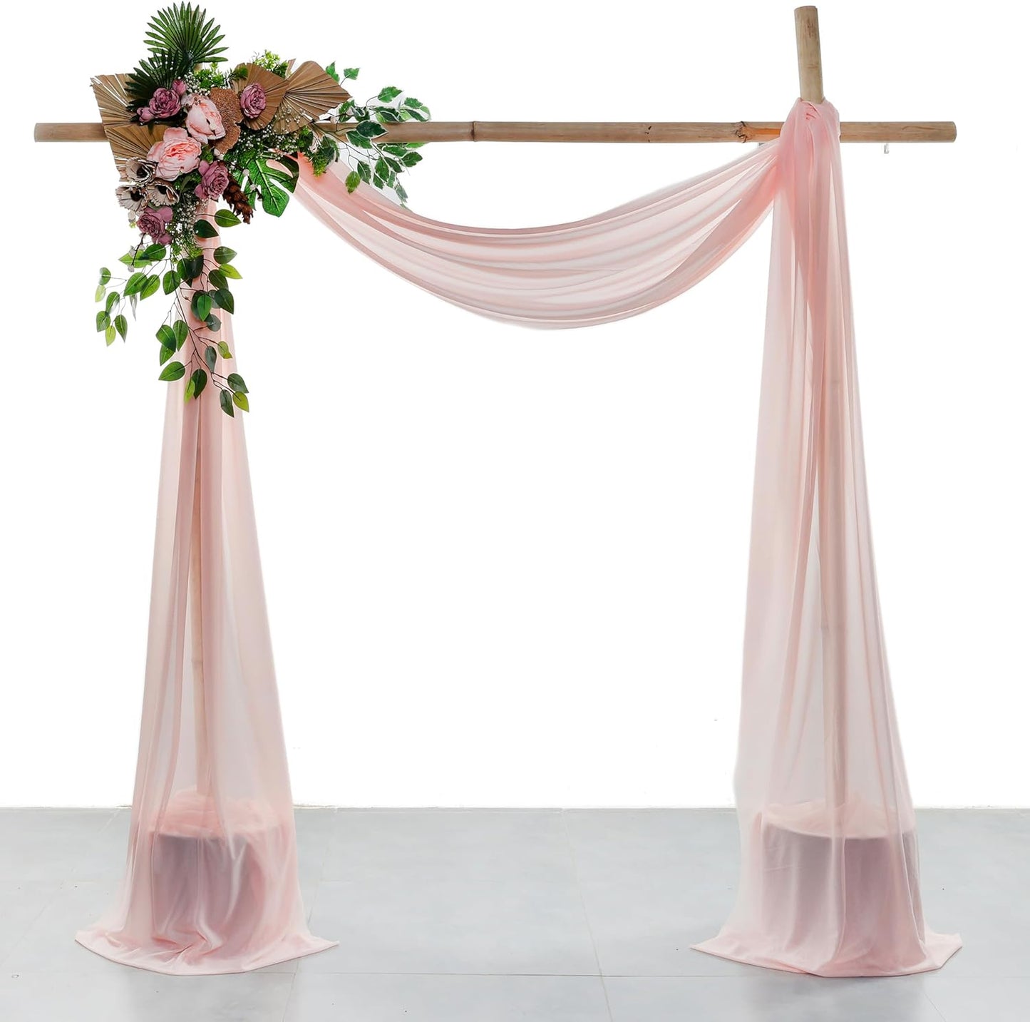 VDS Pack of 2 Panel (30 Inch X 40 Feet) Wedding Arch Draping Fabric Sheer Chiffon Fabric Drapery for Wedding Ceremony Reception Swag Backdrop Canopy Chuppah ARBO Altars Decoration (Dusty Rose)