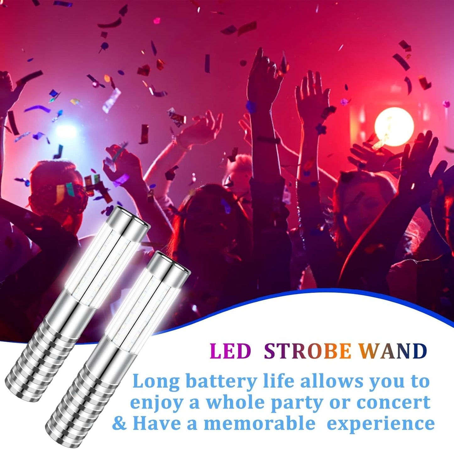 6 PCS Strobe Baton Light Bottle Service Lights Sparklers Reusable Champagne Bottles Handheld Light Topper for Bar Nightclub Wedding Birthday Party Concert (6 Silver)