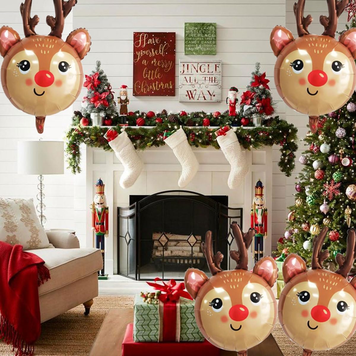 Deer Balloon Christmas Balloons Decorations Reindeer Foil Balloons for Deer Themed Hunting Party Birthday Party Supplies 4 Pcs