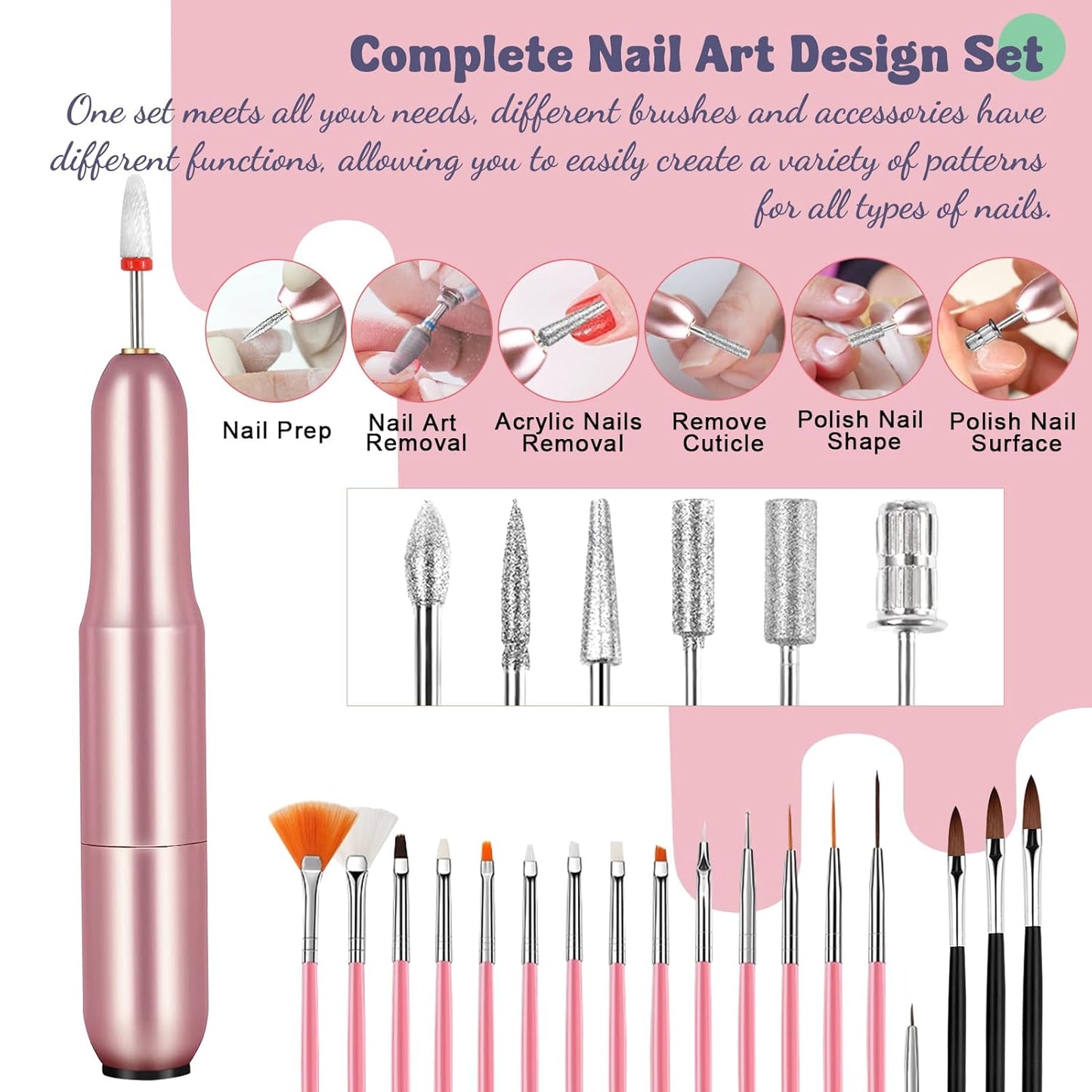 Acrylic Nail Kit, Acrylic Nail Set with Drill and UV Light,Professional Colored Acrylic Nail Powder Nail Starter Kit Decoration Tools with Everything for Beginners Full Acrylic Nail Supplies