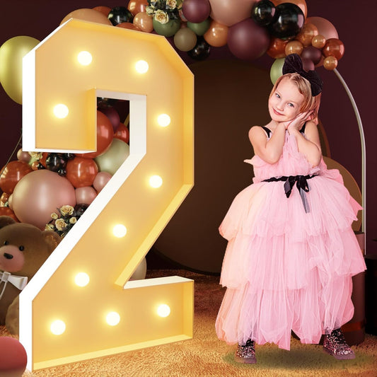 imprsv 4FT Marquee Numbers, Light Up Numbers 2 for 12th 21st Birthday Decorations, Large Light Up 2 Anniversary Party Deco, Pre-Cut Foam Board Kit