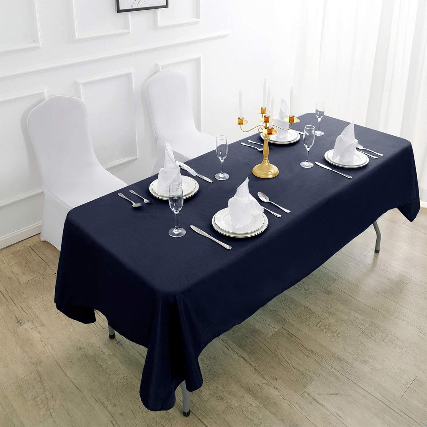 Rectangle Tablecloth 60x102 inch Washable Polyester Fabric Table Cloth for Wedding Party Dining Banquet Decoration（60x102,Navy）