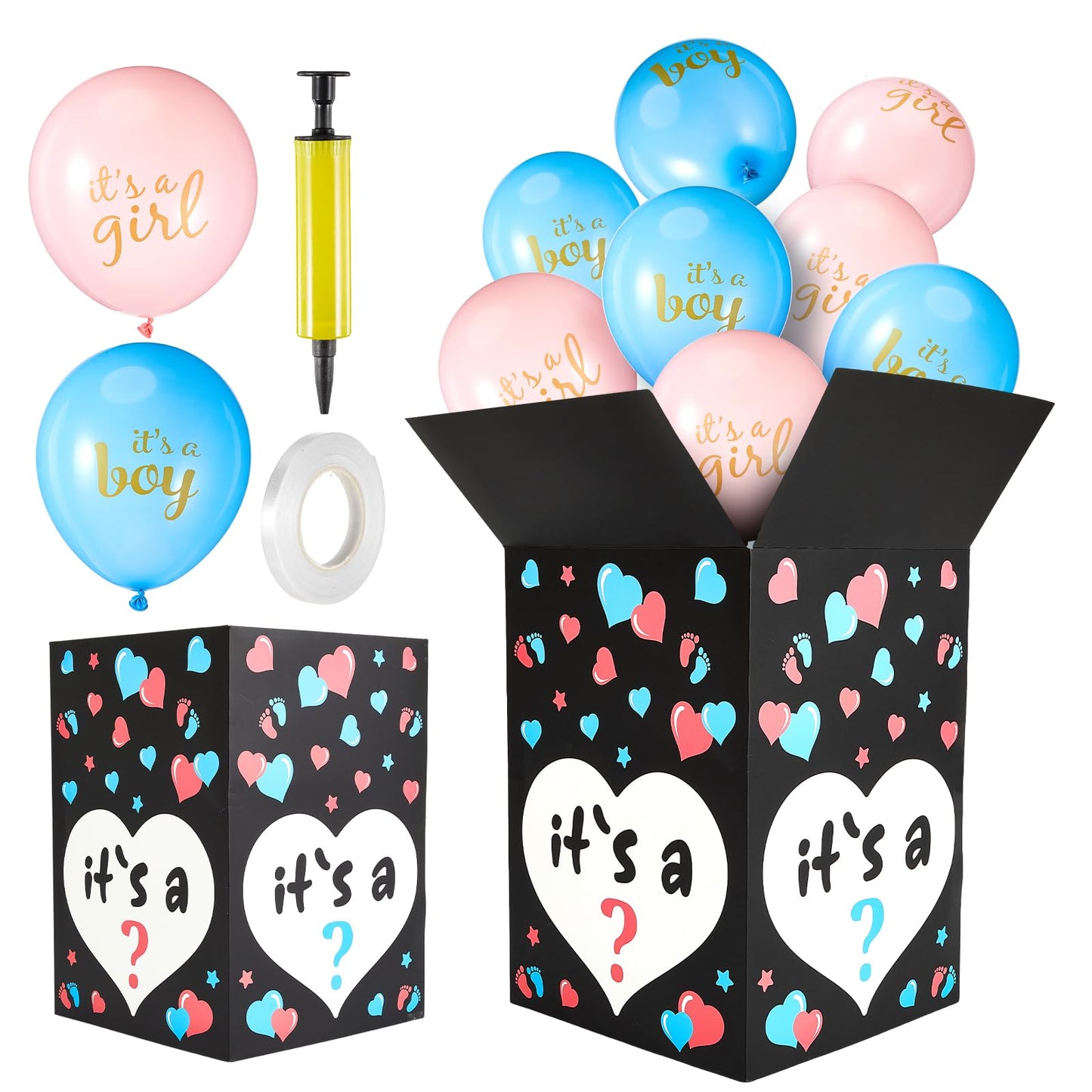 Ireer Gender Reveal Balloon Box with 16 Latex Baby Balloon Release Box Funny Ideas for Gender