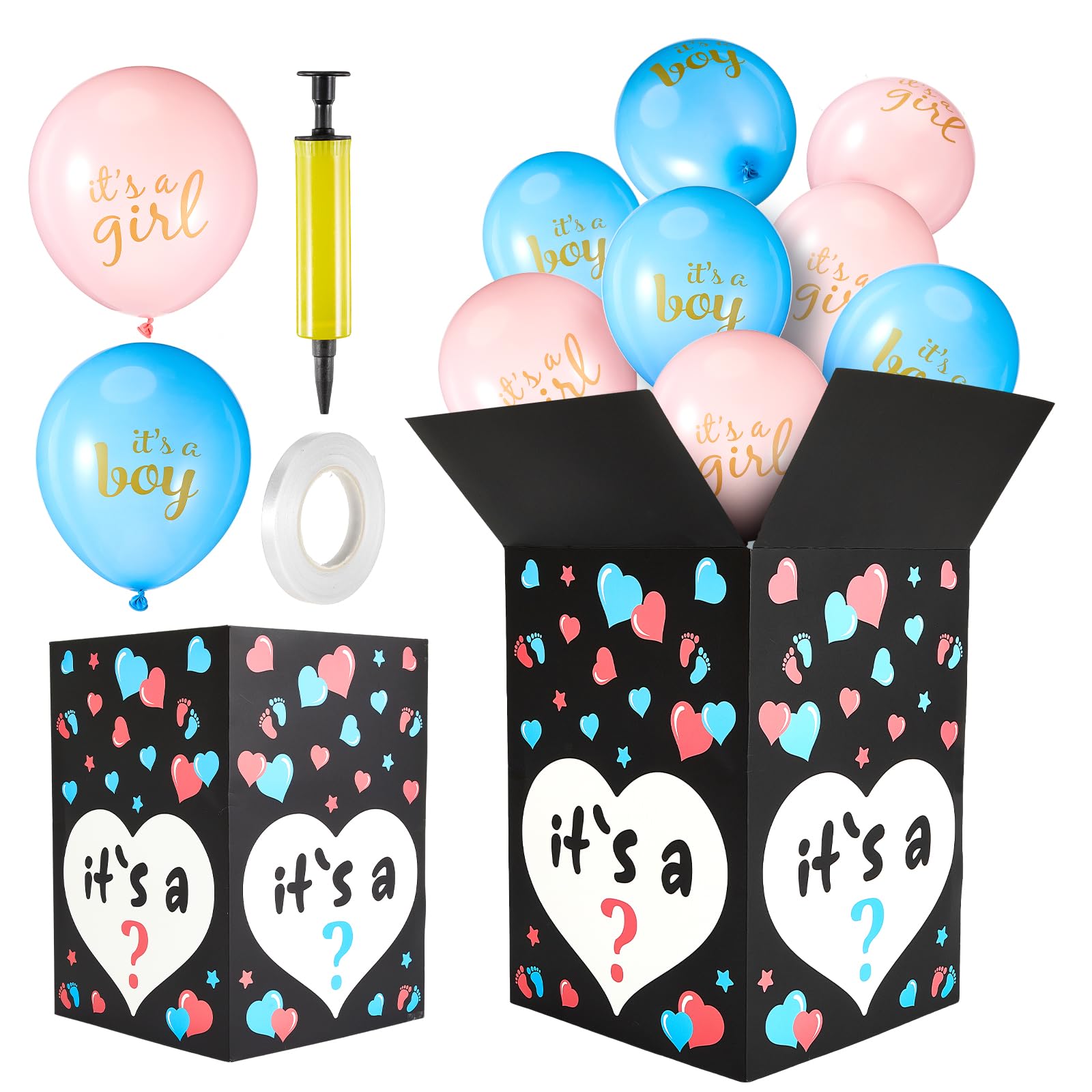 Ireer Gender Reveal Balloon Box with 16 Latex Baby Balloon Release Box Funny Ideas for Gender