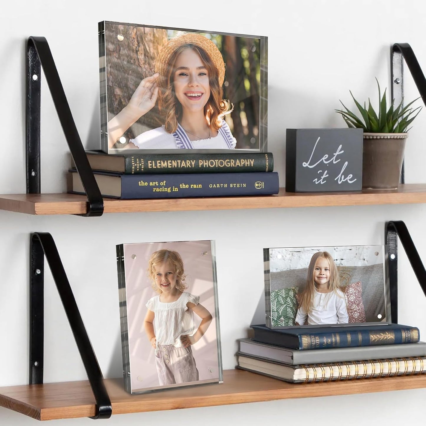 5x7 Inches Acrylic Picture Frames 1 Pack, Double Sided Magnetic Photo Frames,Free Standing on Desk or Table Clear Picture Frames