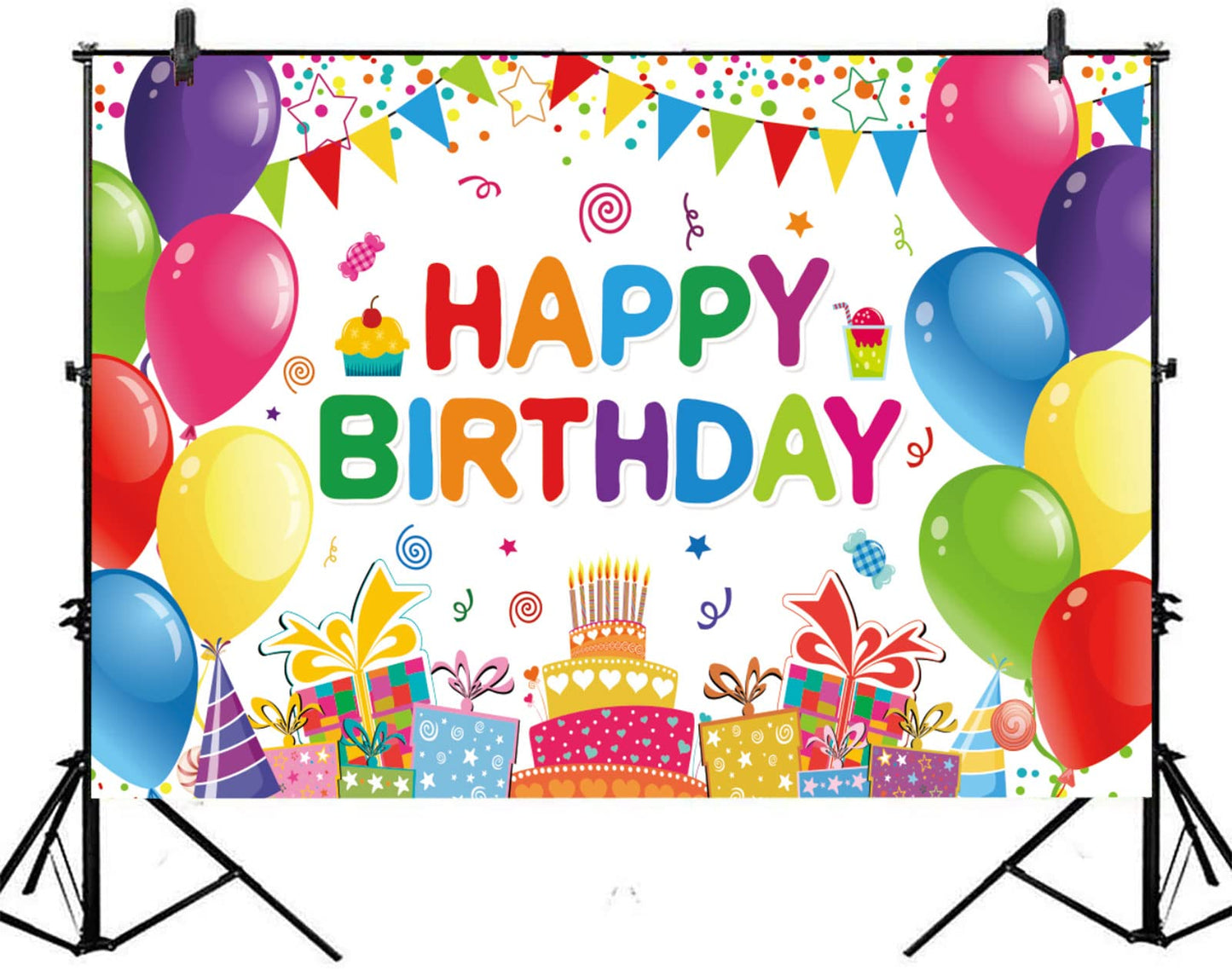 Happy Birthday Backdrop Banner Colorful Birthday Decorations Large Yard Sign for Women Men Girls