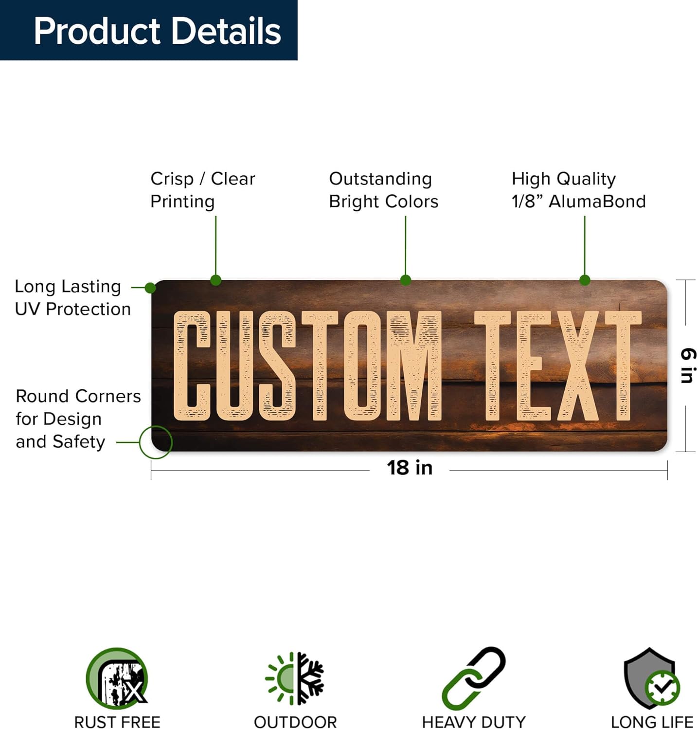 Custom Sign, Custom Street Sign, 11 Font Colors, 13 Font Styles, 4 Hole Options, 22 Sizes, 6x18 Inches, Rust Free DiBound, Fade Resistant, Made in USA by My Sign Center (Vintage Wood)