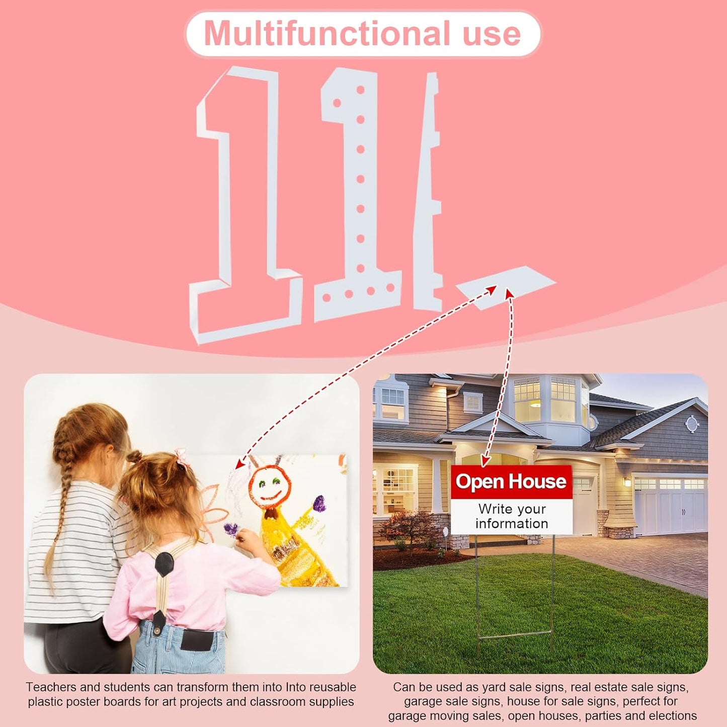 4FT Plastic Marquee Numbers 3 - Light up Numbers Are Made from Corrugated Plastic Board - Quick Assembly Without Tools, Disassembled Components Can Be Used for Photo Wall Decoration, Yard Sale Signs