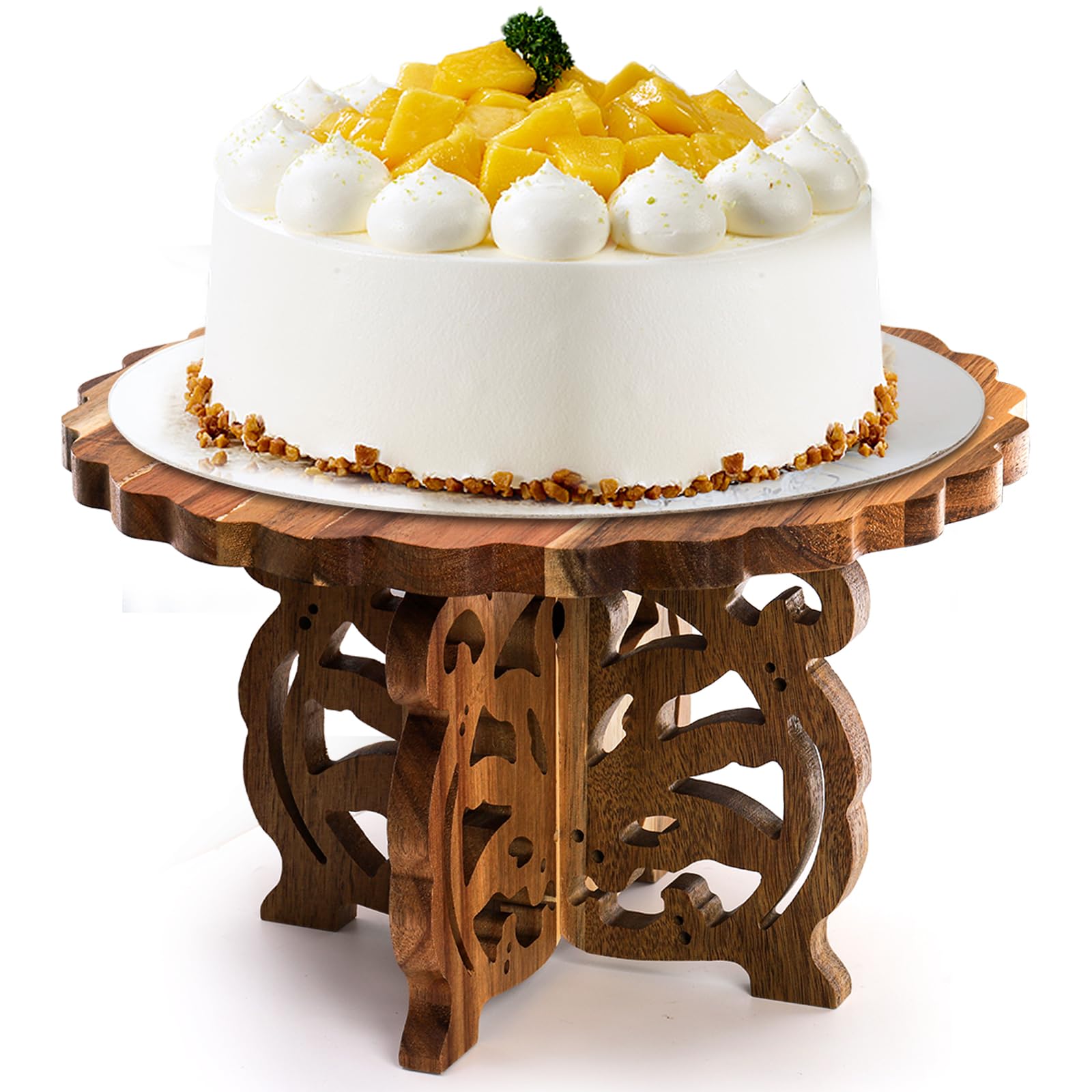 Eorbow 12" Wood Cake Stand, Acacia Wooden Rustic Cupcake Holder, Wedding Table Centerpiece Dessert