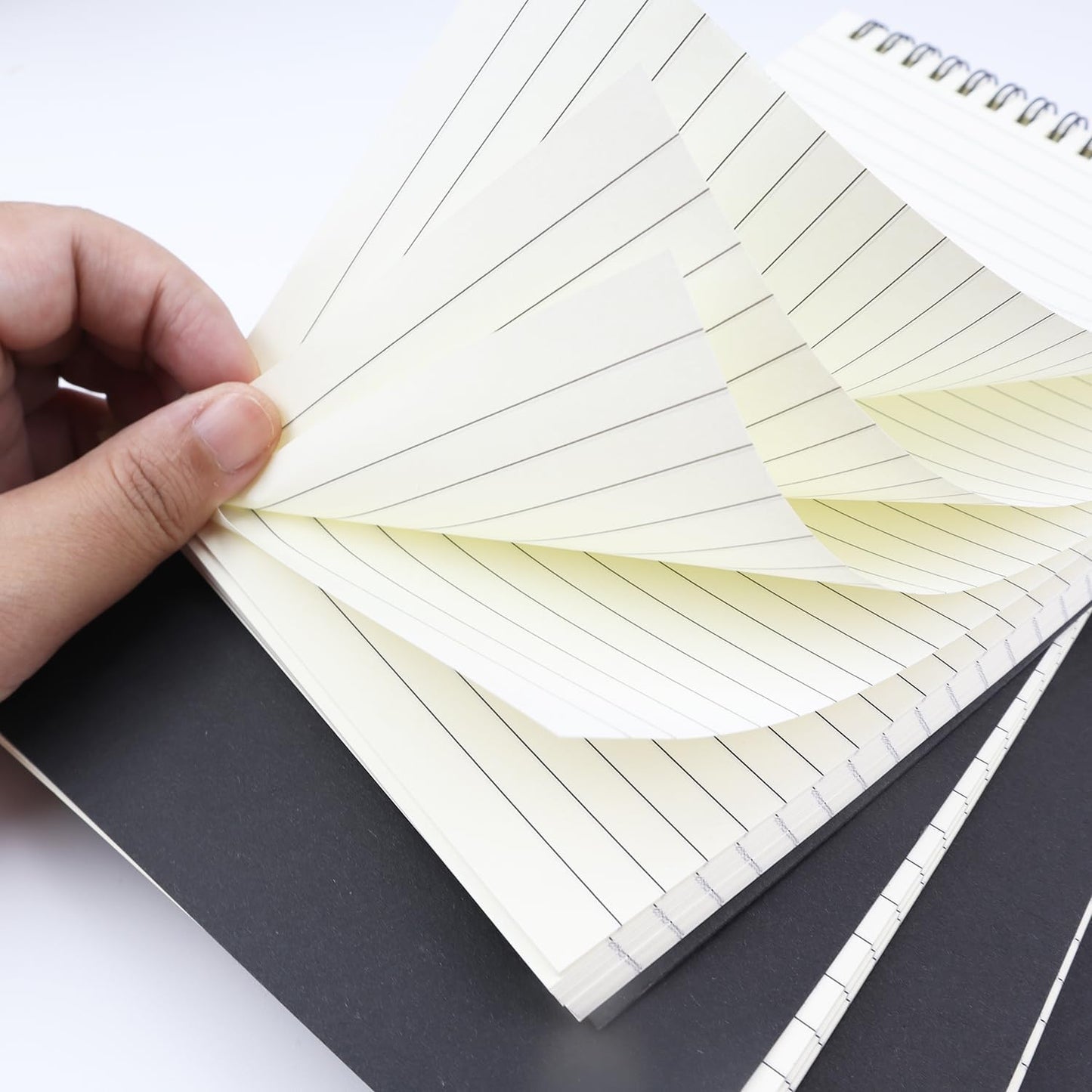 4 Pcs Top Bound Spiral Notebook,8.3 inch x 5.8 inch,60 Sheet,7mm College Ruled Paper,A5 Spiral Note Pads Memo Lined Notebook Journal for School and Office Supplies (Black)