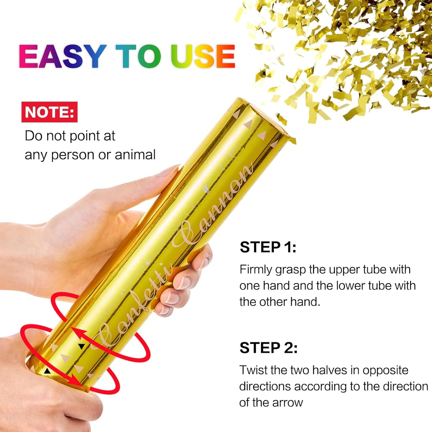 Gold Confetti Poppers - 12 Pack Golden Confetti Cannon for Wedding, Birthday, Graduation, Baby Shower, Anniversary, Christmas, New Year's