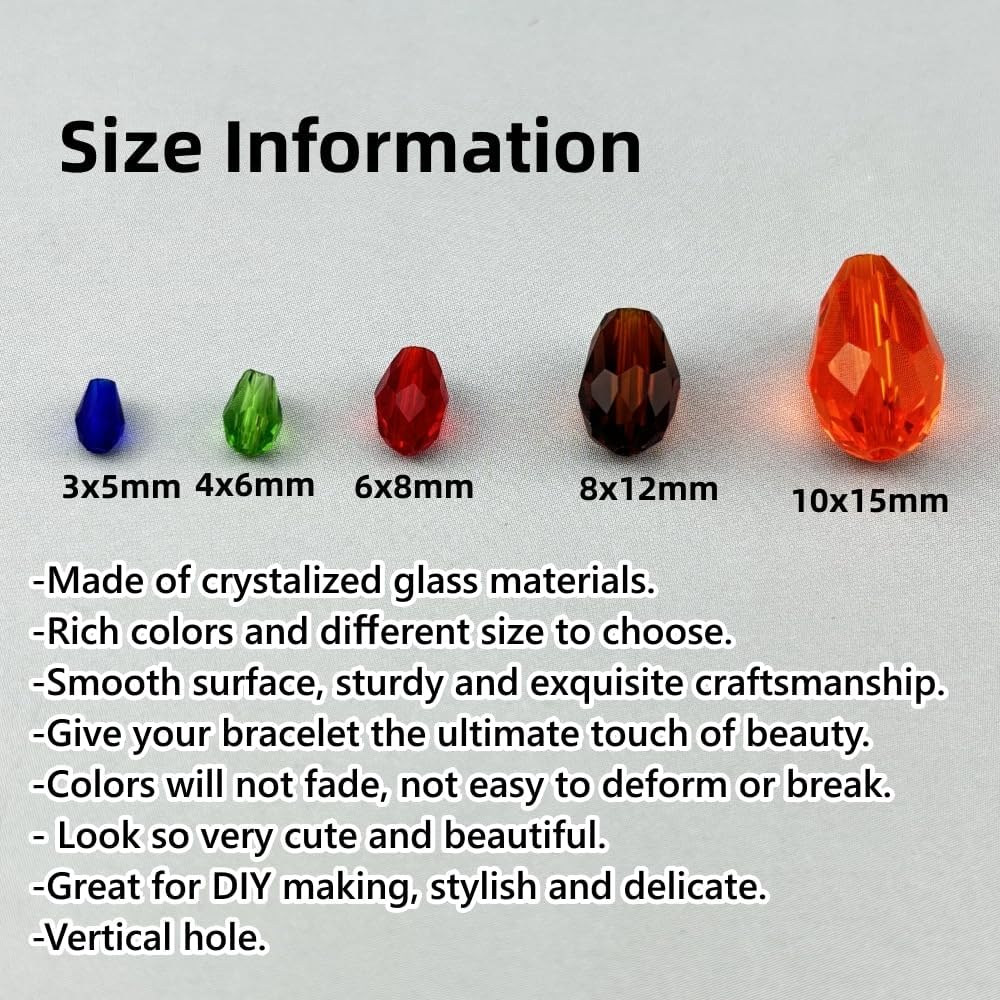 150pcs 4x6mm Teardrop Crystal Glass Beads for Jewelry Making, Faceted Vertical Hole Teardrop Glass Spacer Beads for Wind Chimes Bracelet Earring Necklace DIY Craft(Mix Colors)