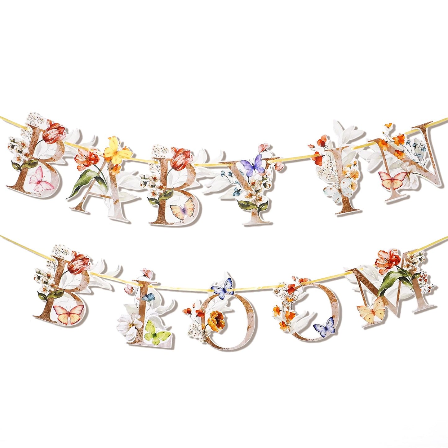 Flower Butterfly Baby in Bloom Banner, Floral Baby Shower Sign