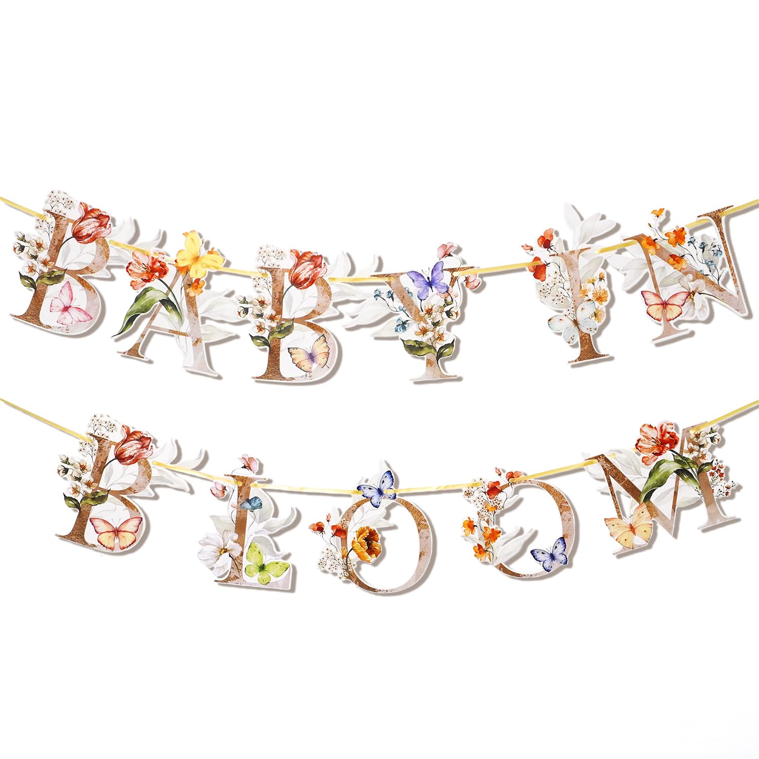 Flower Butterfly Baby in Bloom Banner, Floral Baby Shower Sign