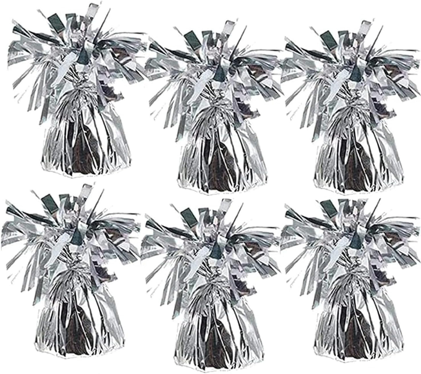 Metallic Balloon Weights, Birthday Party Favors, Novelty and Gag Gifts, 5.5" Inches, 6-Pack (Silver)