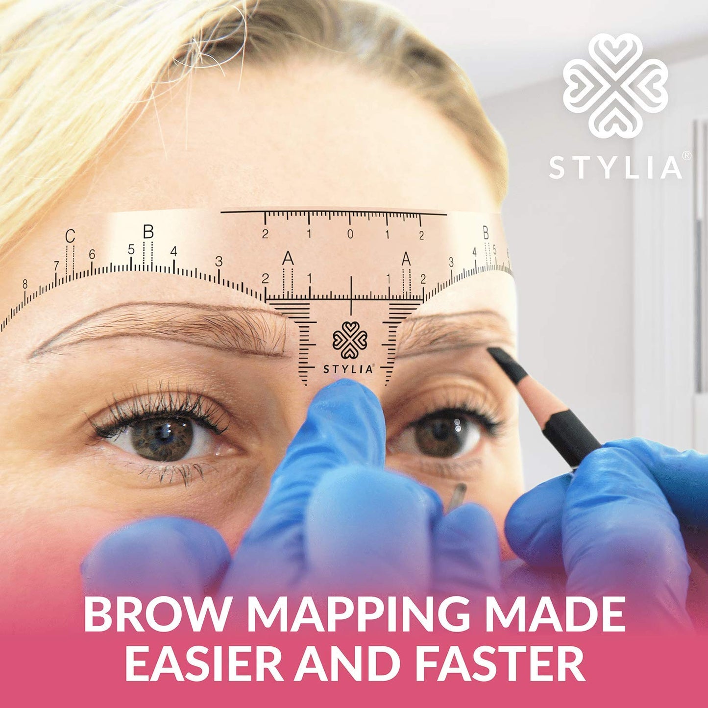 Stylia Eyebrow Stencil Kit for Women – 100 Pack, Precision Brow Mapping Tool for Shaping, Best Eyebrow Stencils for Older Women & Beginners, Strong Adhesive, Universal Fit, Reusable Brow Templates