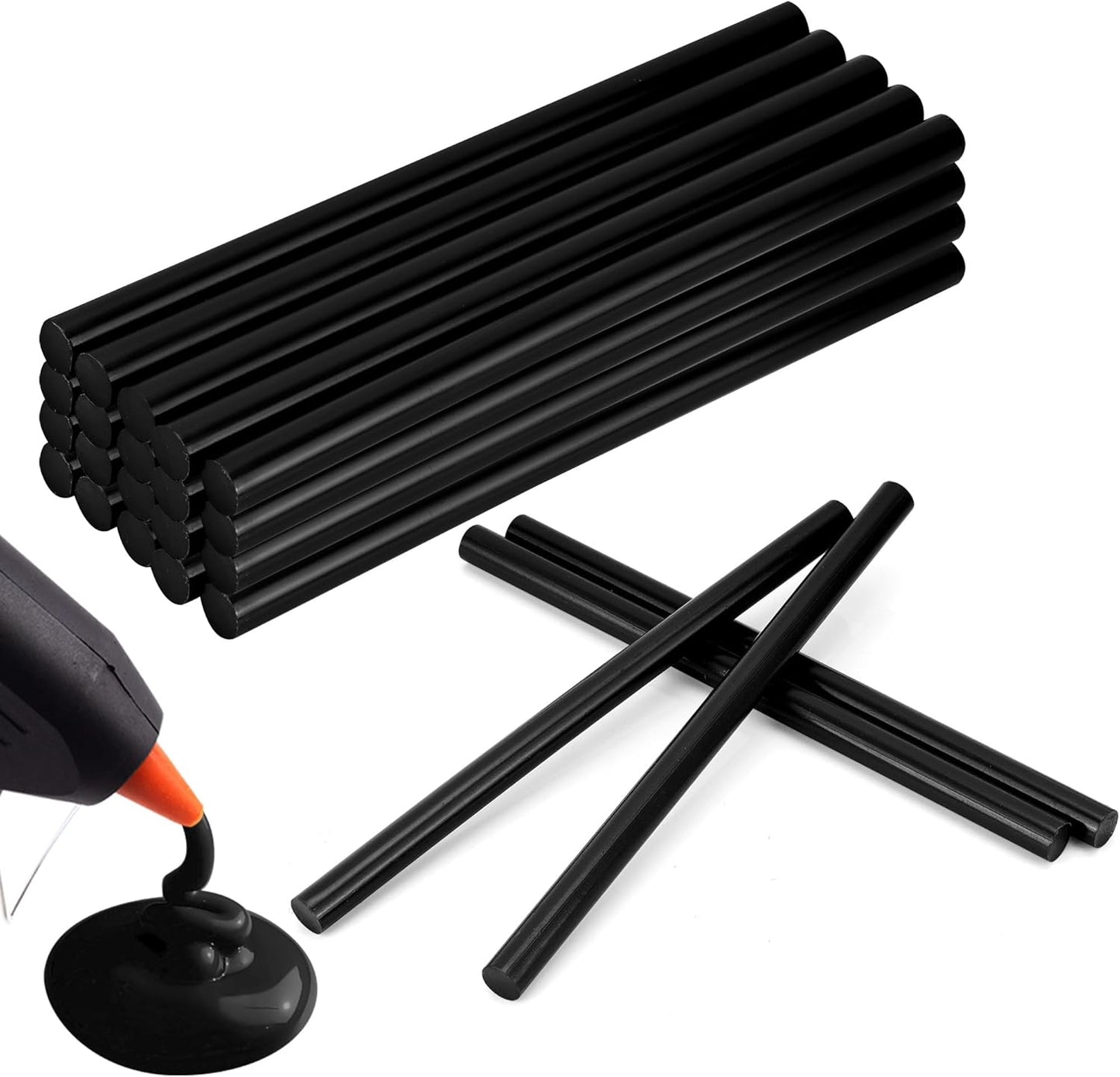 MATUFF Black Hot Glue Sticks Full Size 0.43??Dia x 8??Long, 20 pcs Hot melt Adhesive Glue Sticks, All-Purpose Glue Gun Sticks for DIY Black Crafting Arts and Wedding Cards, Stamp Sealing
