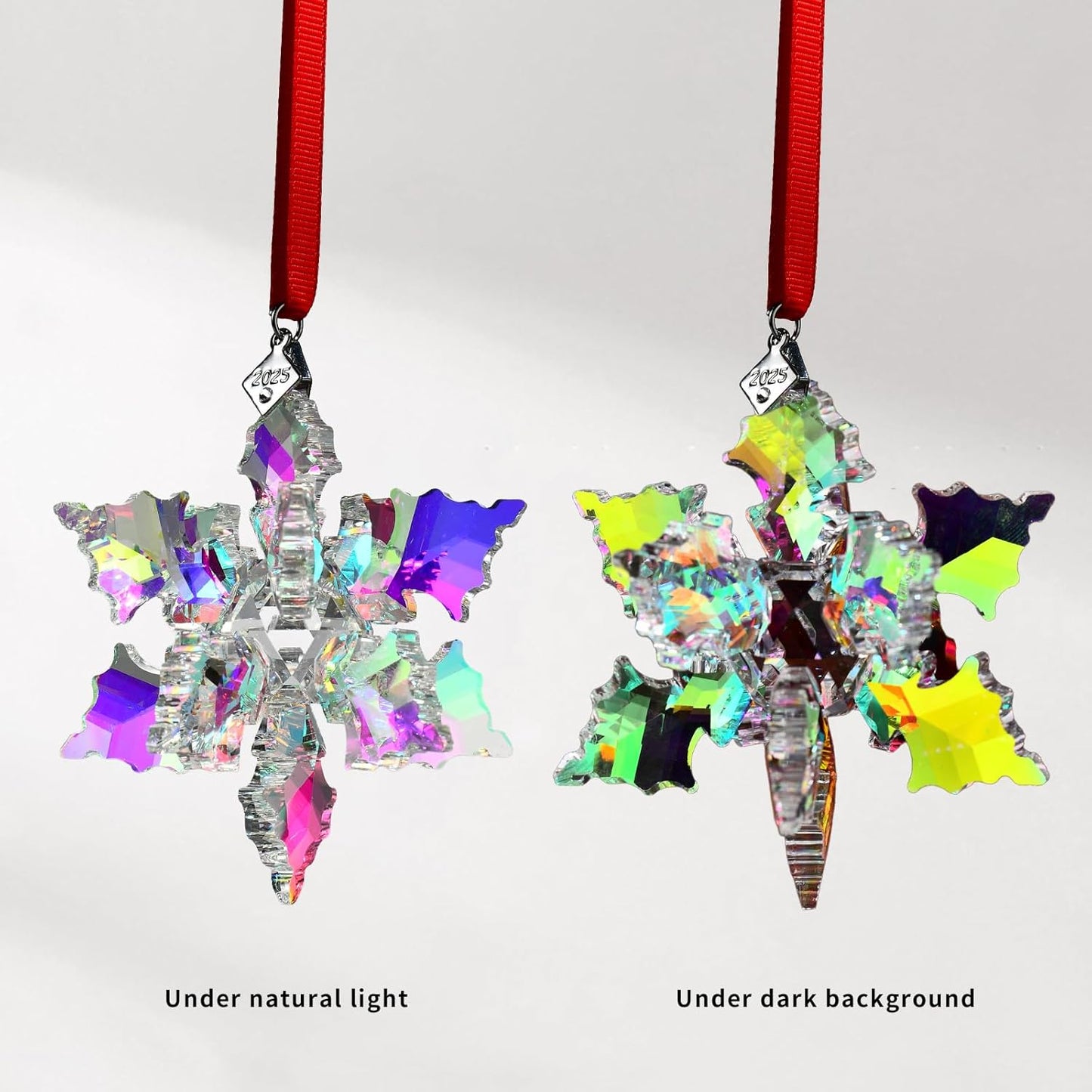 2025 Annual Edition 3D Crystal Snowflake Ornament Christmas Ornament Home Decor Gift (2025-Multicolour 3D)