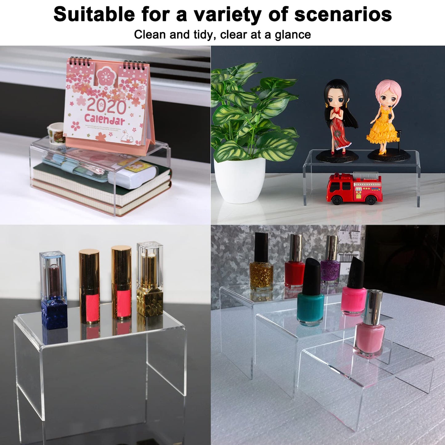 Cerpourt 2 Sets Acrylic Display Risers(3",4",5") Clear Product Stand,Cupcakes Holder Dessert