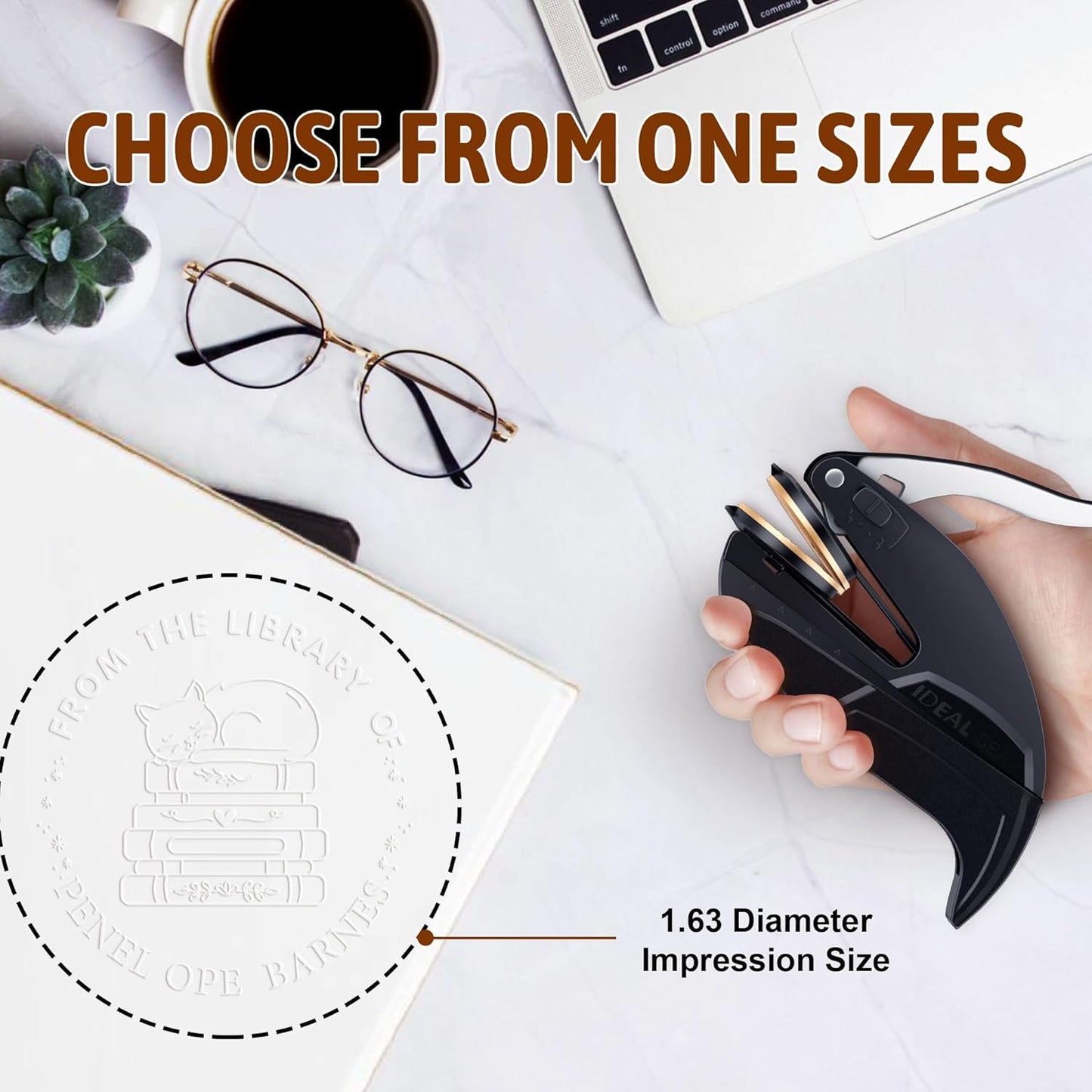 Custom Book Embosser - Personalized Stamp with Gifts for Book Lovers, Ex Libris Embossing Tool for Bibliophiles, Readers, Home & Library Collections (Cat-24)