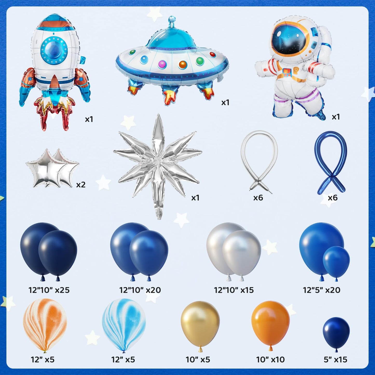 Ouddy Party 142Pcs Outer Space Party Decorations Balloon Garland Kit