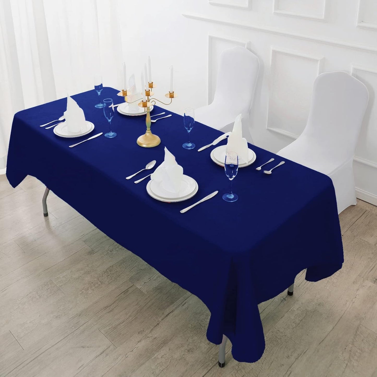 Fokitut 6 Pack Rectangle Tablecloth, 60x102 Inch, Stain Resistant and Wrinkle Polyester Table Cloth, Fabric Table Cover for Kitchen Dining, Wedding, Party, Holiday Dinner-Royal Blue