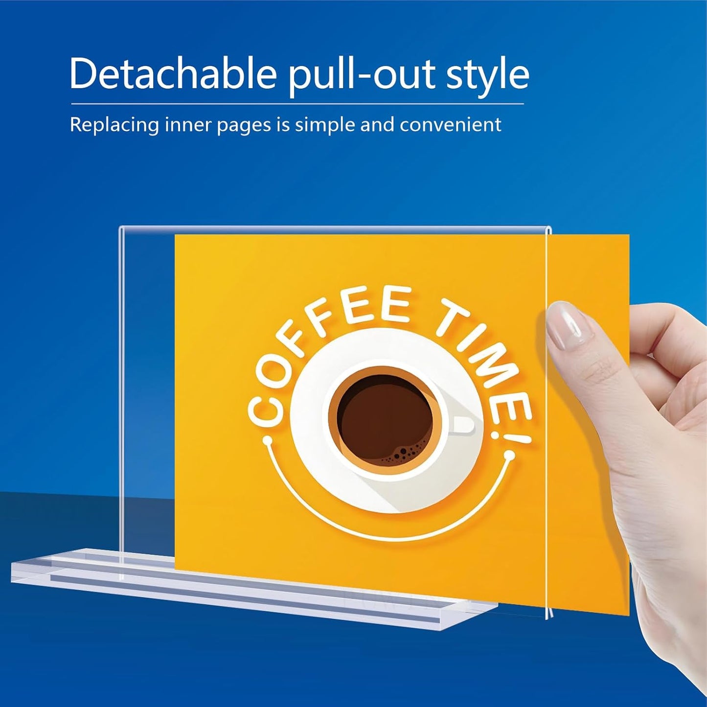 Acrylic Sign Holder 7x5, 6 Pack Clear Double Sided Table Sign Holder Horizontal Picture Frame Desktop Display Stand Plastic Paper Holder Table Tent Suitable for Restaurants Office Store Show Fair