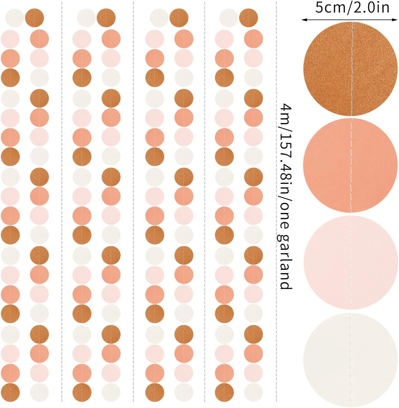 Pink-Brown Peach Party-Decorations Streamers Garland - 52ft Boho Fall Groovy Hanging Paper Banner,Baby Bridal Shower Wedding Autumn Neutral Birthday Room Home Thanksgiving Day Halloween Decor Hugfond