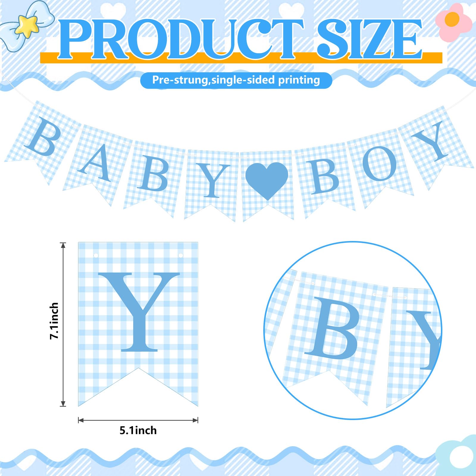 Hahafelt Baby Boy Banner for Baby Shower Decorations, Blue