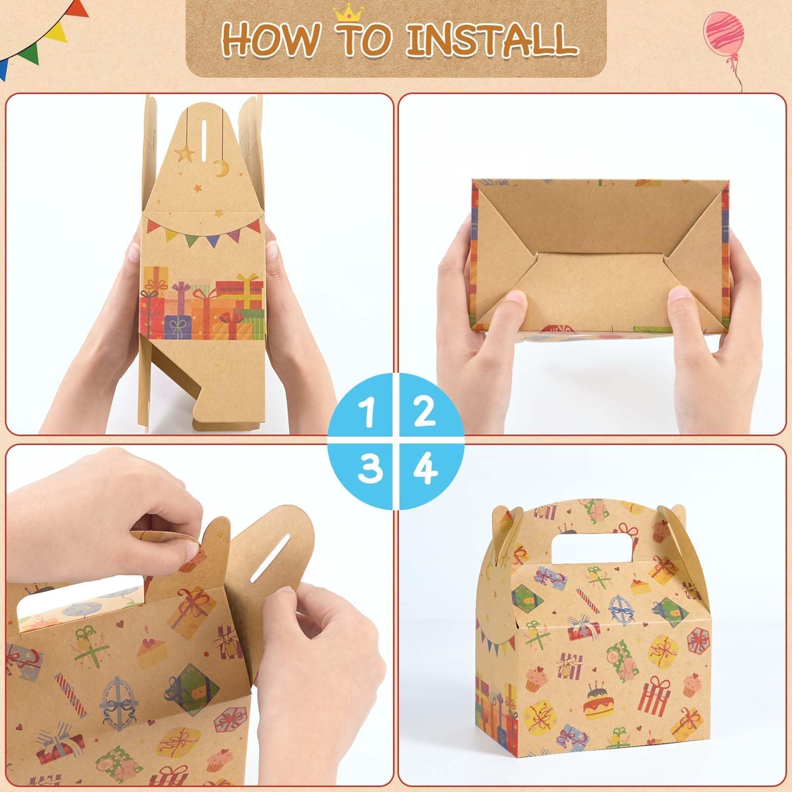 WERNNSAI 12 Pcs Birthday Party Treat Boxes Kraft Gift Box for Birthday