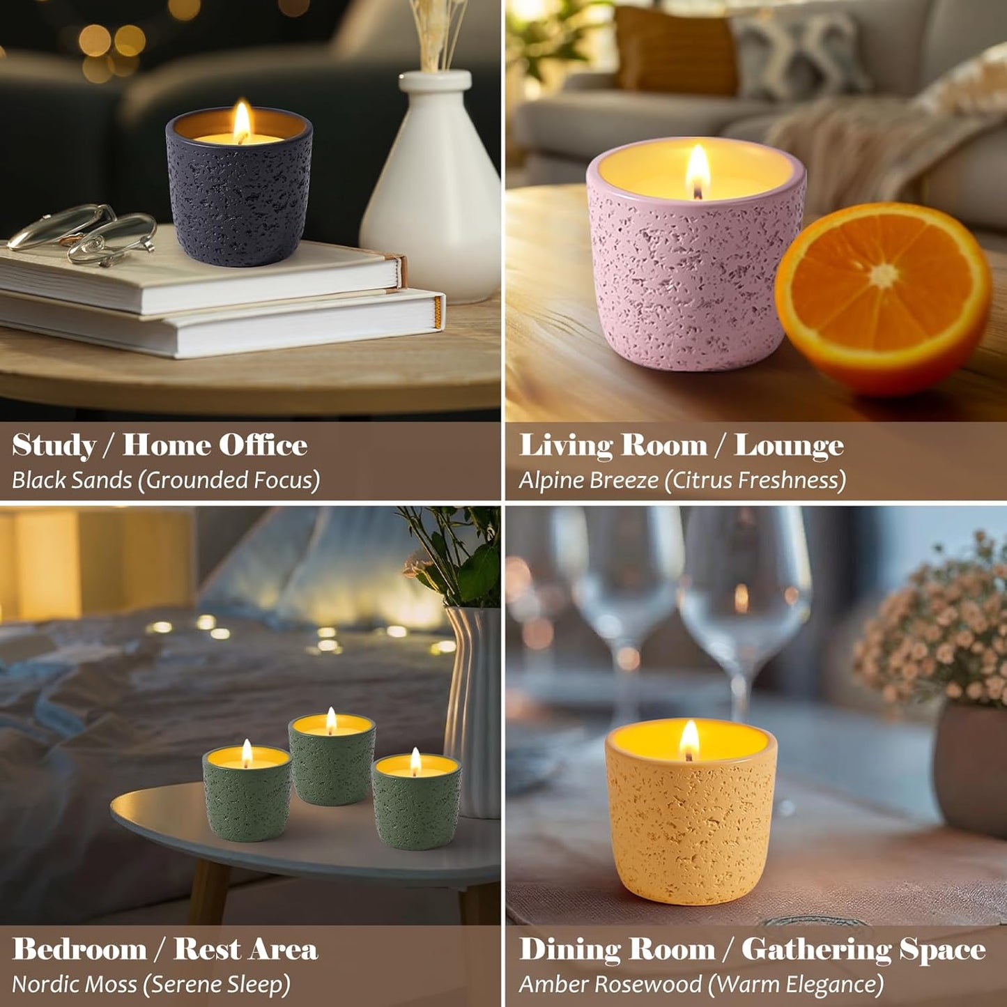 Viyffo Scented Candle Set of 6, Natural Soy Wax with Essential Oils, Long Lasting Aromatherapy Candles in Small Ceramic Jars, Perfect for Home, Relaxation, Meditation, Bath & Holiday Gifts