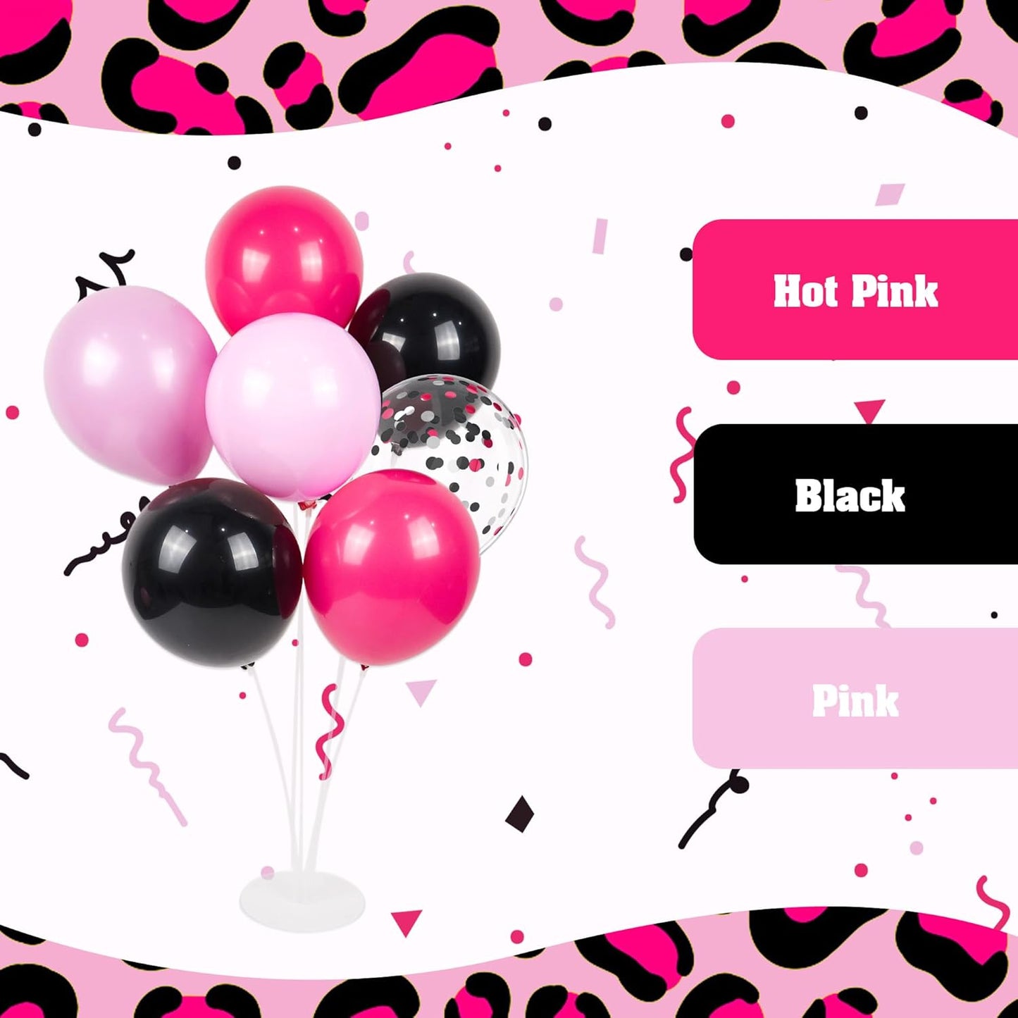 Pink and Black Balloons, 60pcs 12inch Hot Pink Black Pastel Pink Light Pink Confetti Balloons for Baby Shower Bridal Shower Wedding Birthday Party Decorations