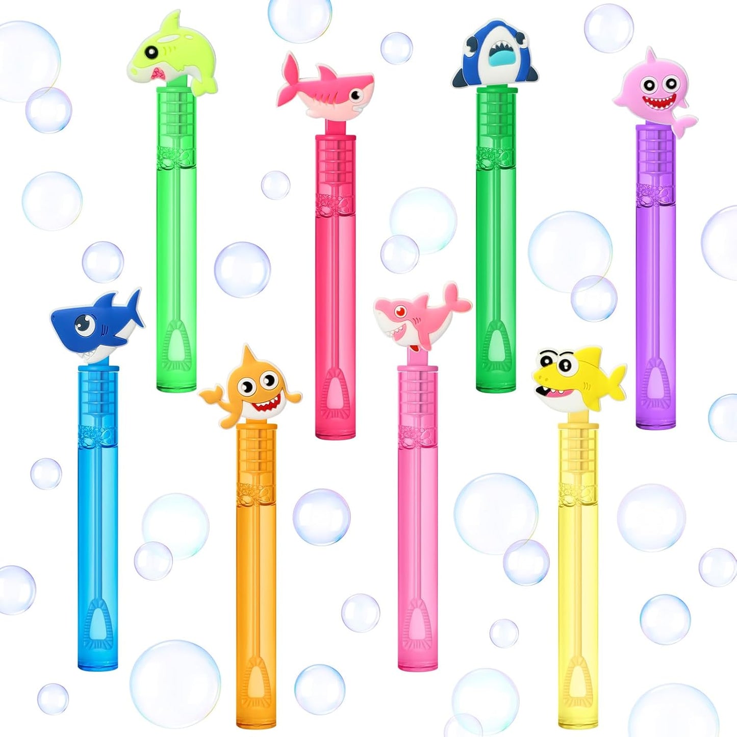 AFZMON 24Pcs Shark Party Favors Bubble Wands for Kids, Under The Sea Mini Bubbles Wand Toys, Ocean Birthday Party Supplies Goodie Gift Bag Stuffers Pinata Classroom Prizes