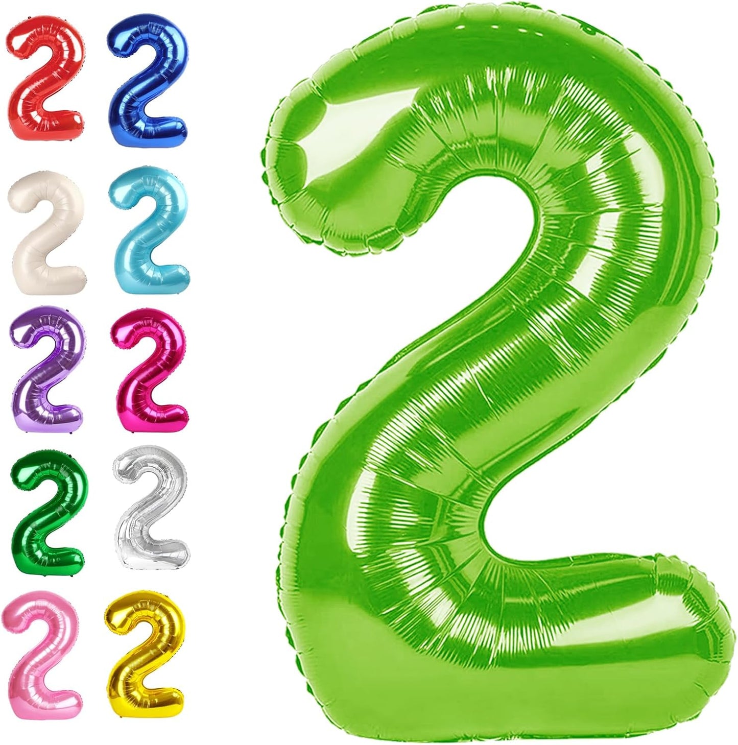Big 40 Inch Light Green 2 Number Balloon Birthday Decoration, 2026 Light Green Number 2 Helium Balloons 12 20 22 23 24 26 28 32 42 Celebration, Boy Girl Baby Anniversary Party Graduations Supplies