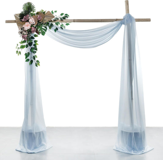 VDS Pack of 1 Panel (30 Inch X 30 Feet) Wedding Arch Draping Fabric Sheer Chiffon Fabric Drapery for Wedding Ceremony Reception Swag Backdrop Canopy Chuppah ARBO Altars Decoration (Baby Blue)