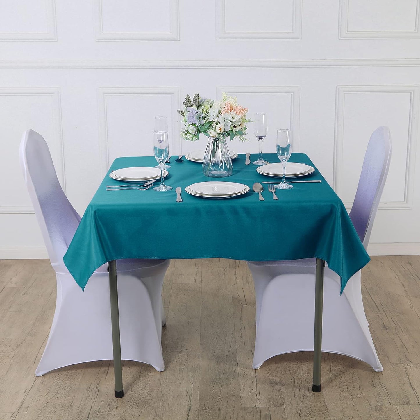 Cupuamon Square Tablecloth 70x70 inch Washable Polyester Fabric Table Cloth for Wedding Party Dining Banquet Decoration（70x70,Caribbean Blue）
