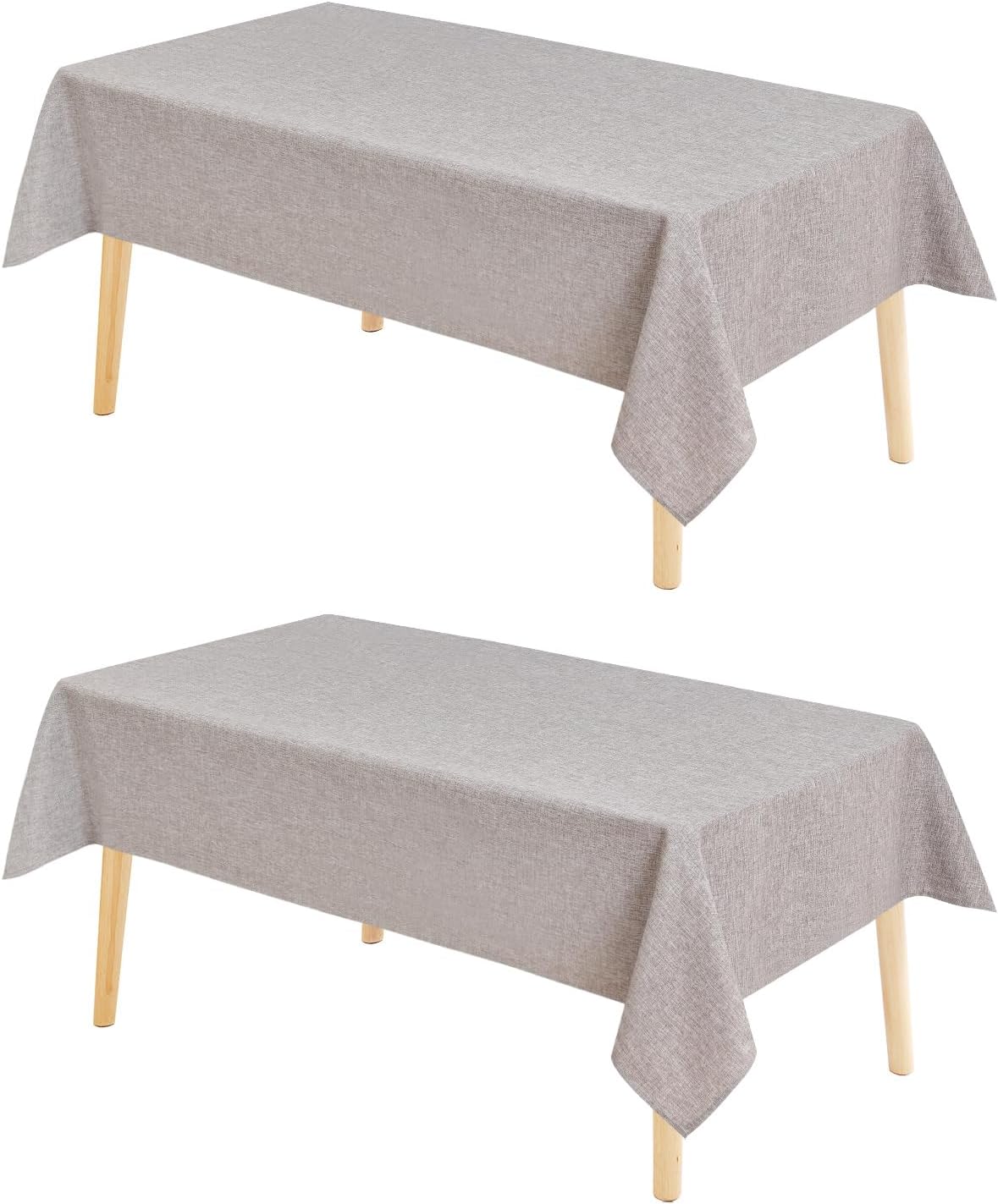 Hiasan 2 Pack Faux Linen Rectangle Tablecloth - Wrinkle and Stain Resistant Washable Table Cloth for Kitchen Dining Room Holiday Table Cover for Party Dinner, Stone, 70 x 108 Inch