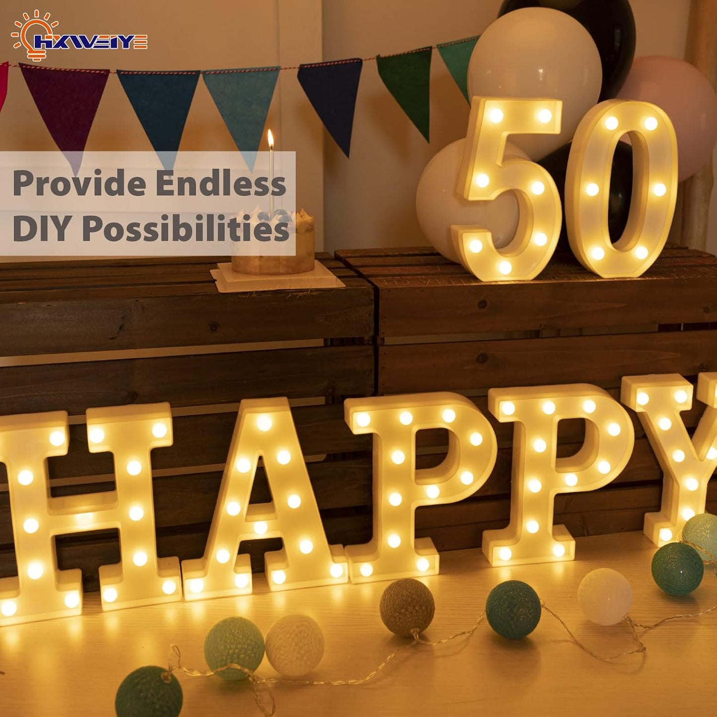 HXWEIYE Light Up Numbers-5, LED Marquee Number Lights Sign 26 Alphabet and 10 Number Big Lights Led Letters for Party Birthday Bar Battery Powered Christmas Decor Letter Lights (Warm White)