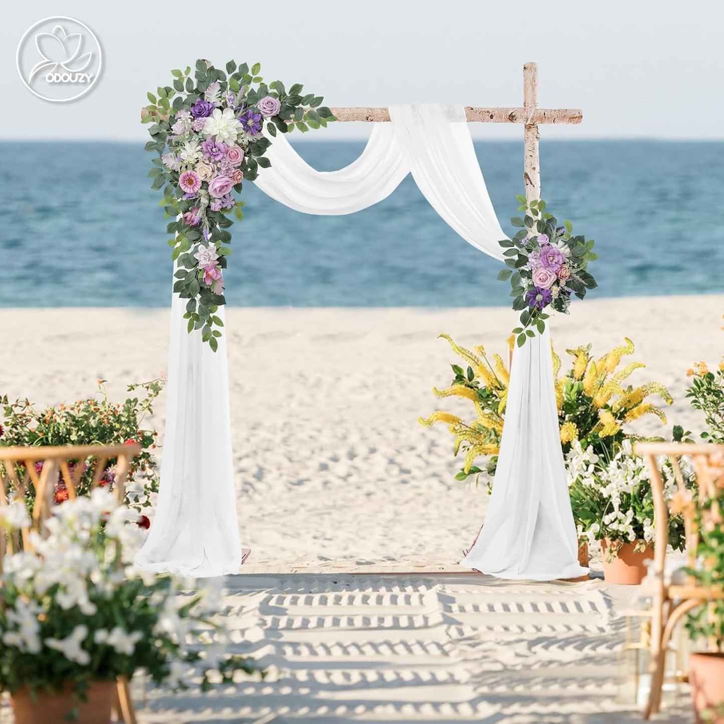 Wedding Arch Flowers,Artificial Flower Arch Decor,2pcs Artificial Flower Arrangement for Wedding Decor Reception Backdrop Floral Decorations (Light Purple)