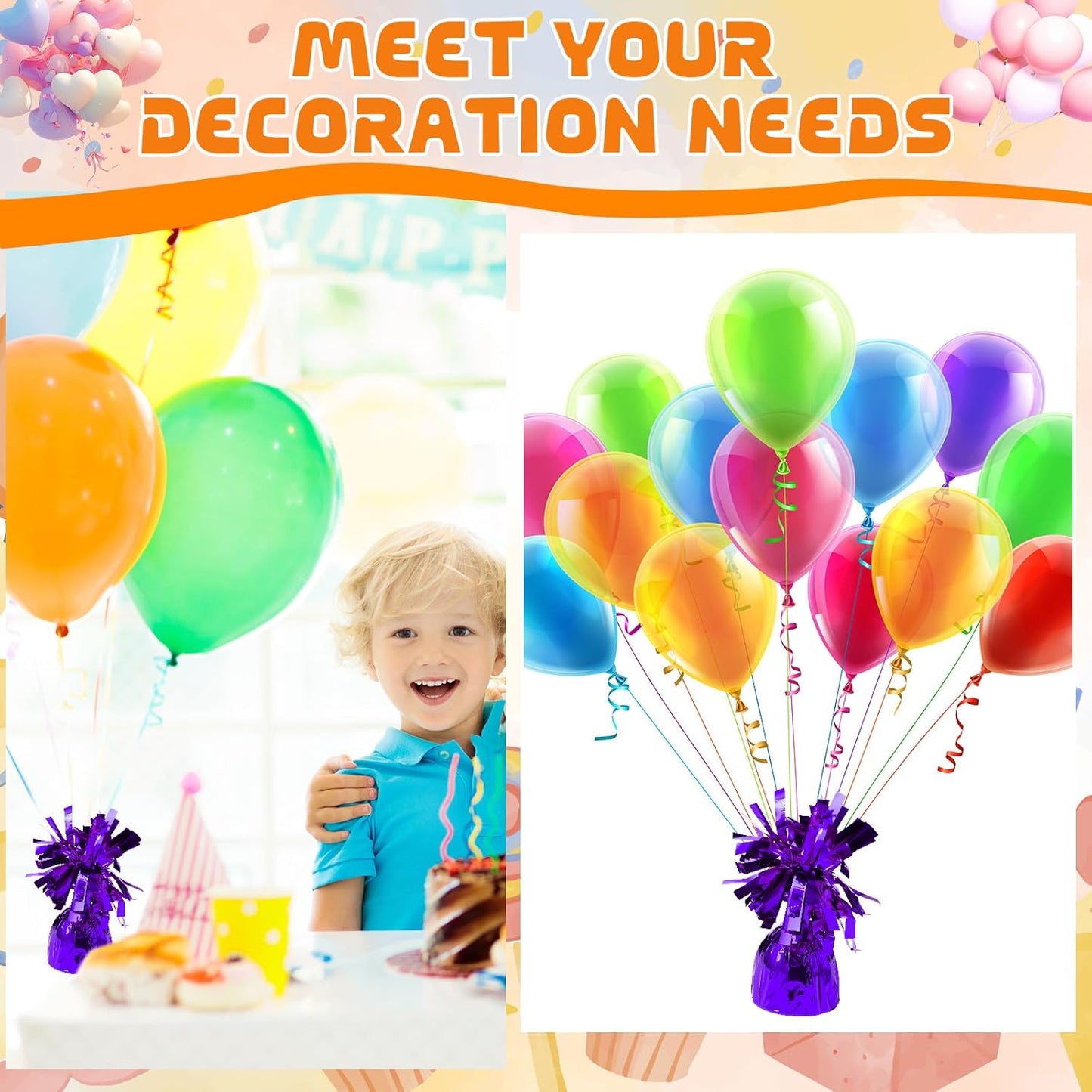 8 Pcs Purple Metallic Balloon Weights Holder Anchors Balloon Holder Weights for Helium Balloons Birthday Graduation Party Christmas Wedding Celebration Decoration (Purple)