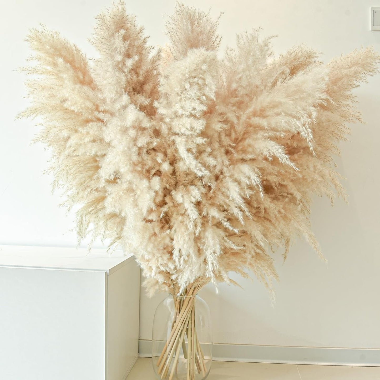 40" 11 PCS Dried Pampas Grass Decor Tall,Large Natural Beige pompas Grass,Tall Pampas Grass for Floor Vase,Wedding,Party,Farmhouse,Boho Home Decor,and Creating a Bohemian Ambiance