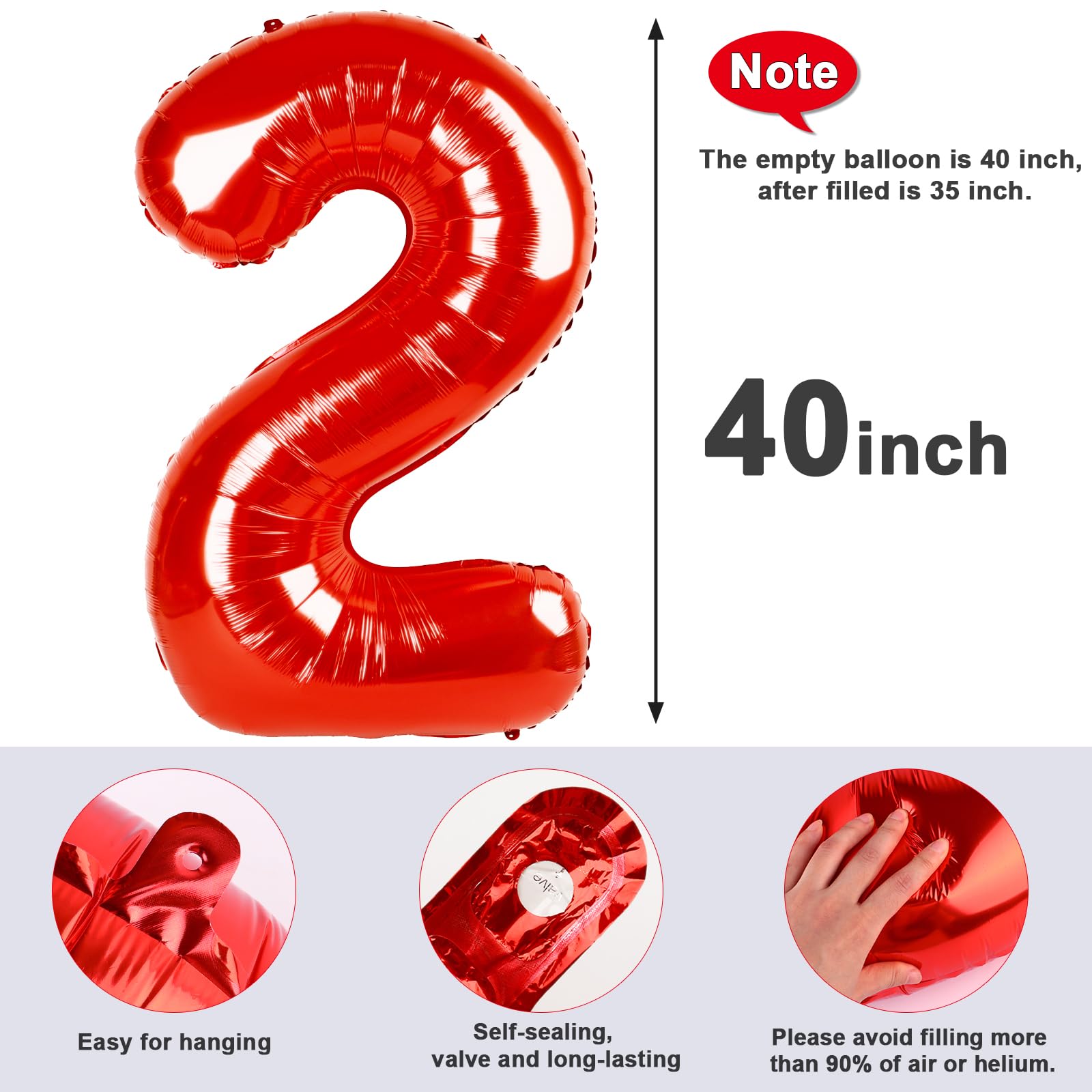 Number Balloons Red 2 Balloon 40 Inch for 2 12 Birthday Party Decorations