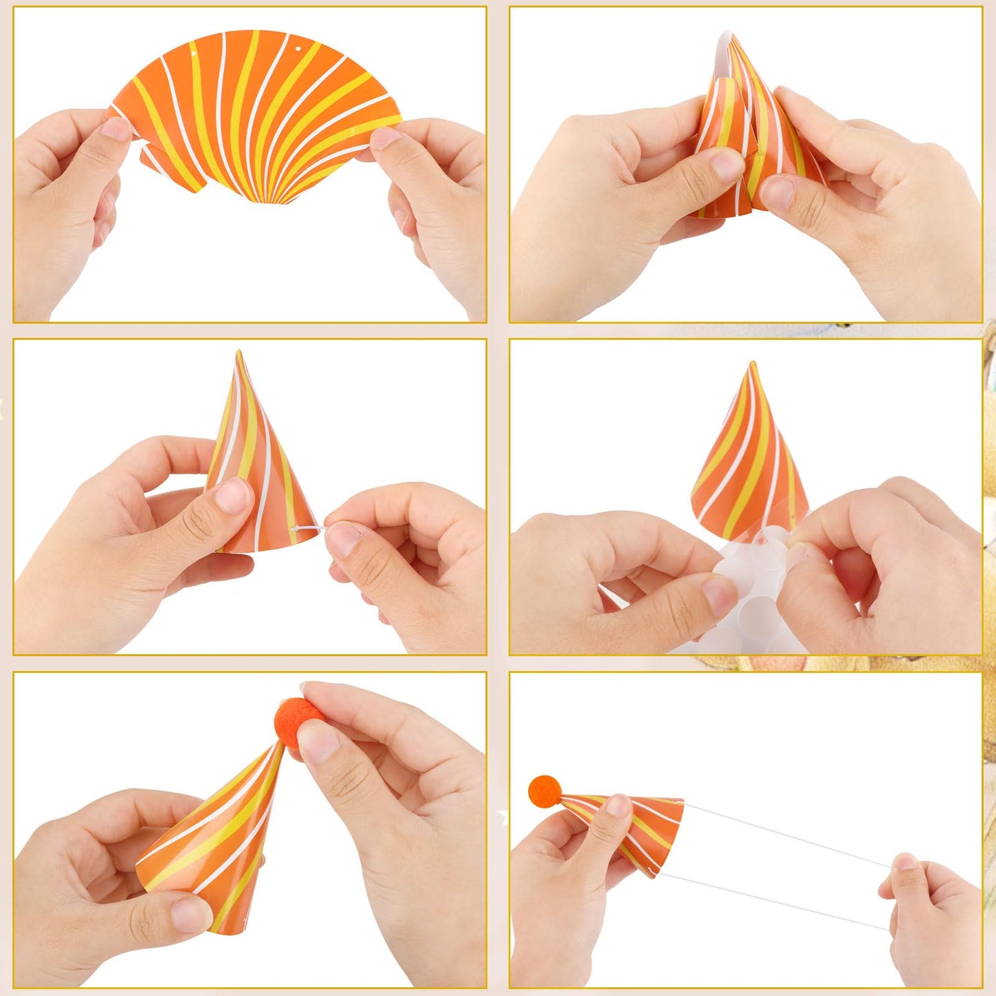 Atiloy 10 PCS Colorful Mini Party Hats for Stuffed Animals Lovely Paper Cone Tiny Birthday Hats for