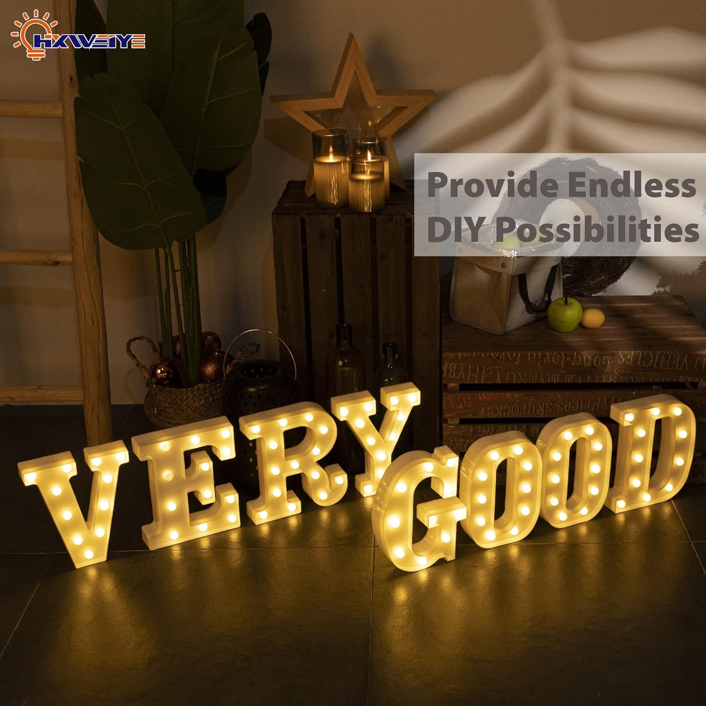 HXWEIYE LED Marquee Letters Lights Sign - 26 Alphabet & Number 0-9 Warm White Led Letters for Bar Party Birthday Home Wedding Decor