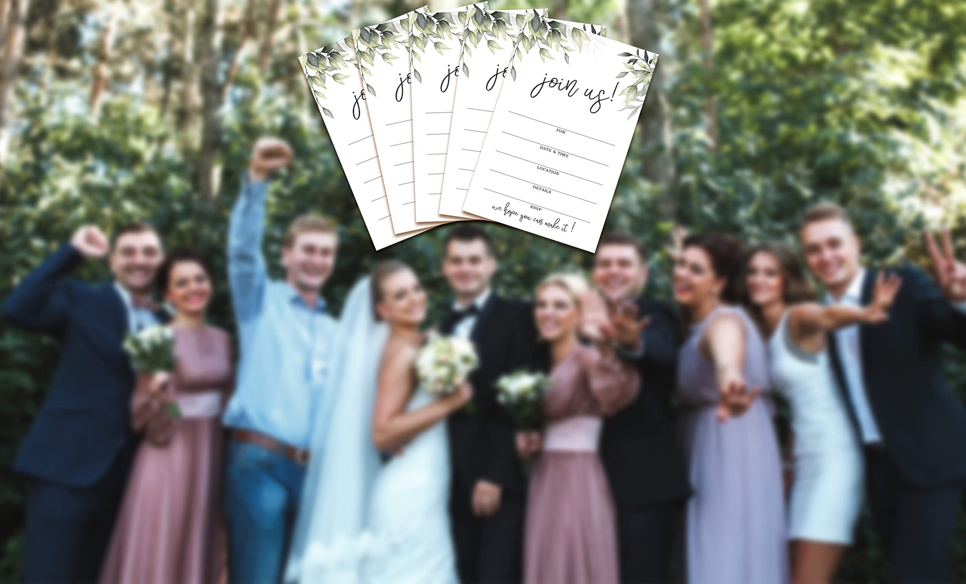 Join Us Invitation Cards With Envelopes -Greenery Invite Cards for All Occasions, Wedding