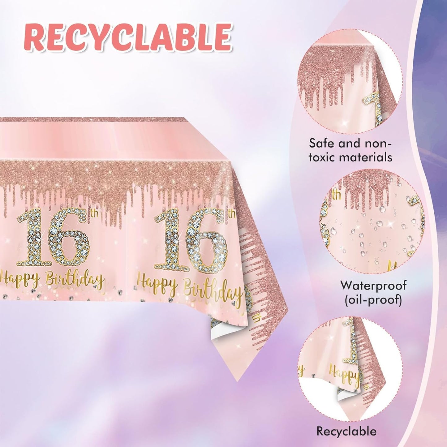 16th Birthday Decorations for Girls Rose Gold Sweet 16 Birthday Party Decoration for Her 16th Happy